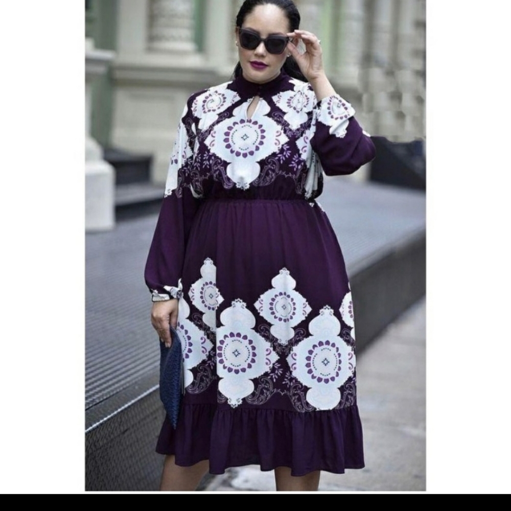Girl with Curves x Lane Bryant Purple Medallion Dress Size 24